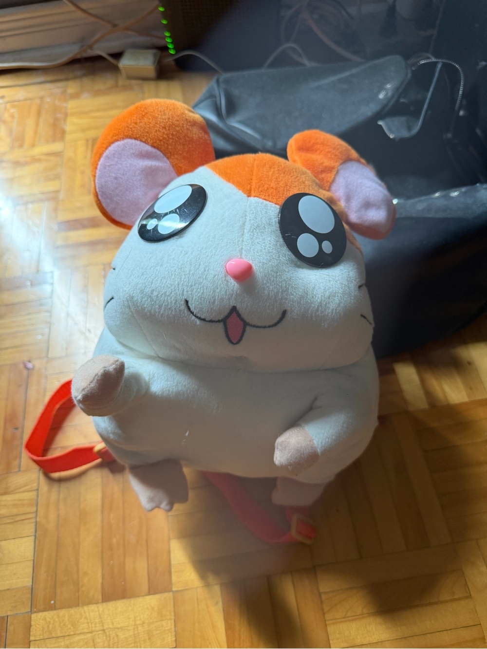 Hamstaro anime Plush Backpack - White and Orange
